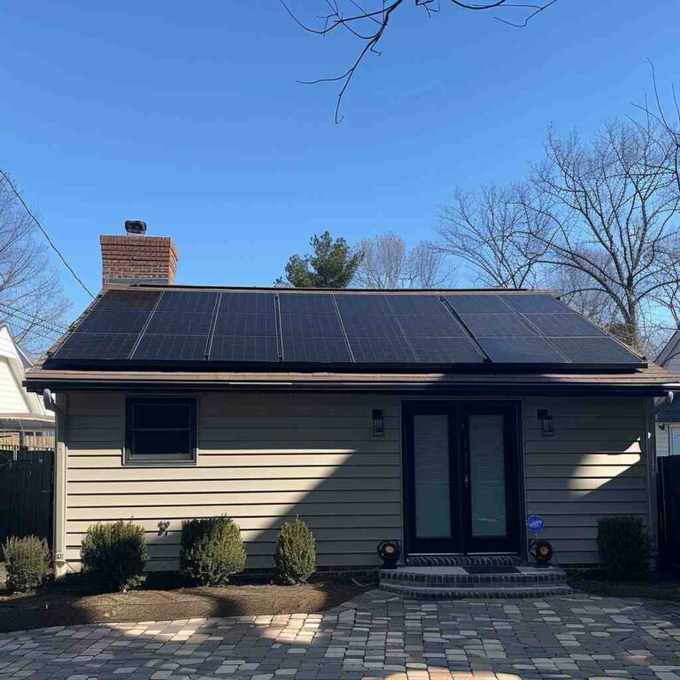 a small residential home with a completed solar array by SolarPanelsVirginiaBeach.com taken by Mitch